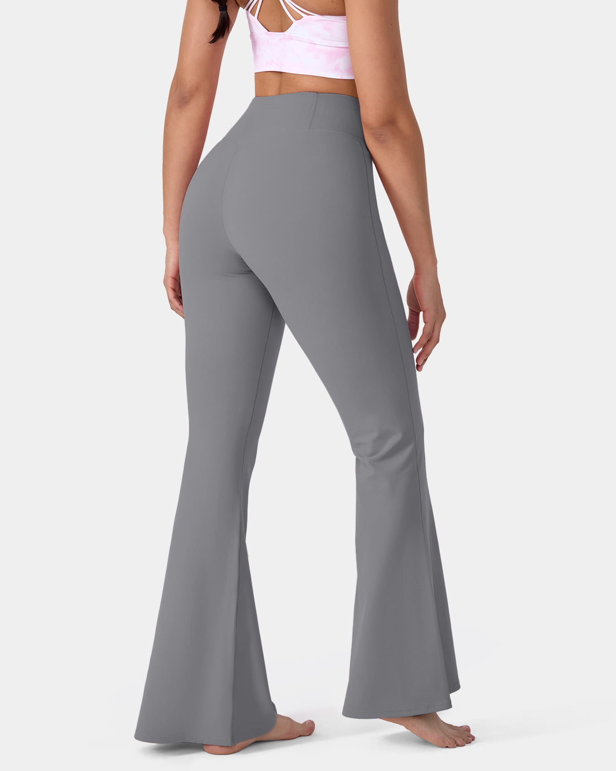 Crossover High Waisted Back Pocket Super Flare Leggings