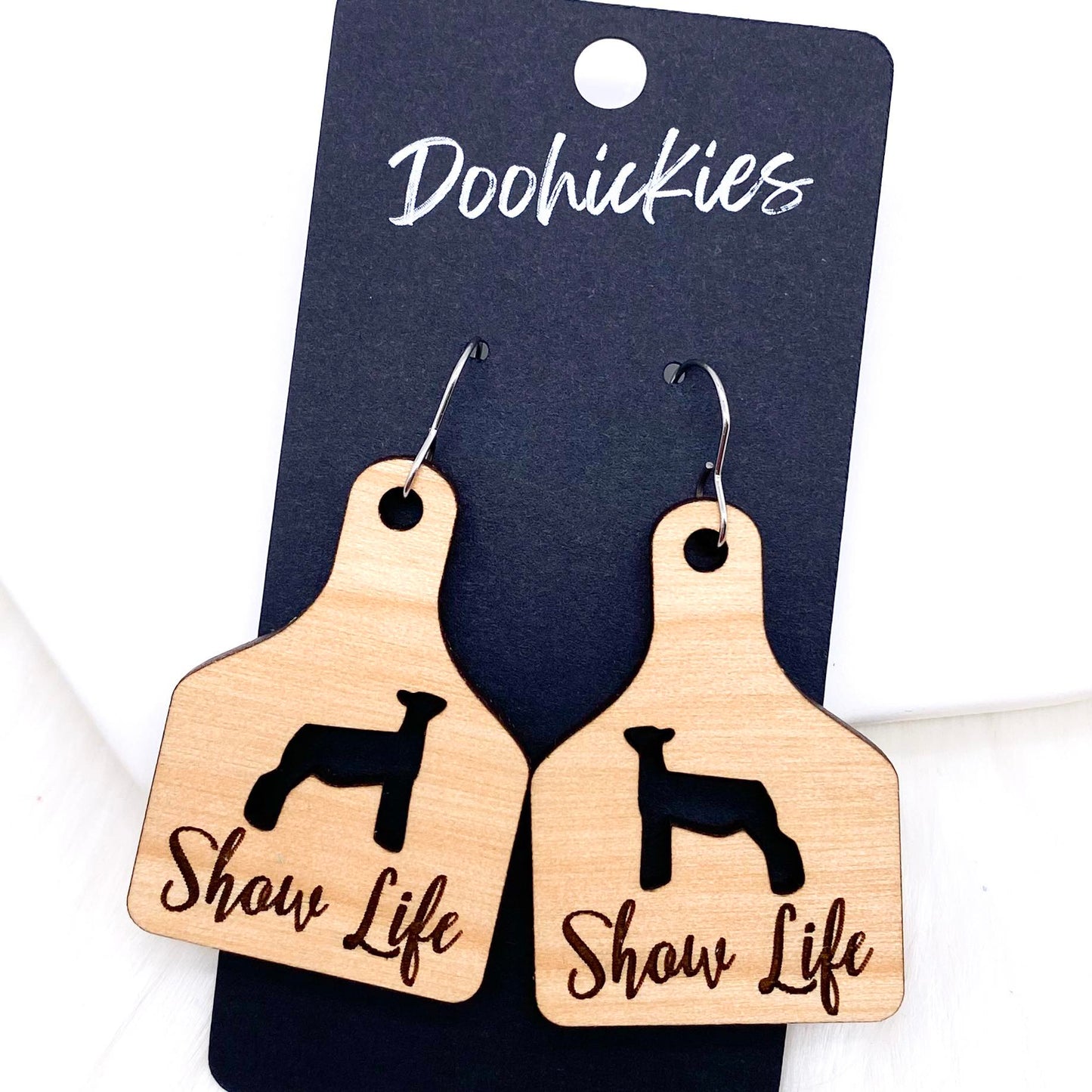 2.25" Show Life Tags -Western Earrings by Doohickies