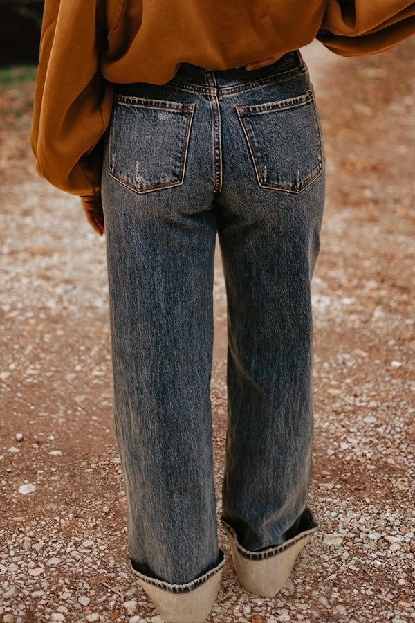 Vintage Washed Wide Leg Jeans