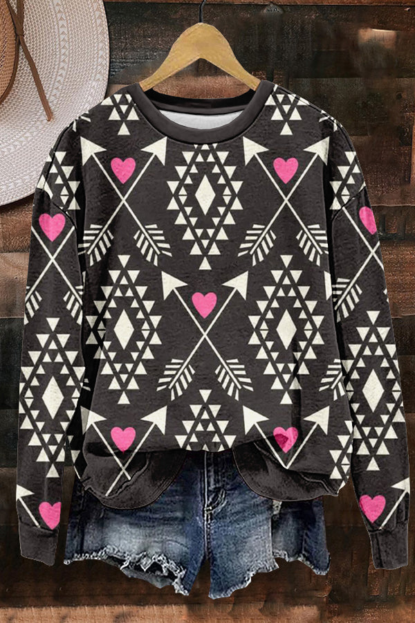 Unique Western Aztec Print Sweatshirt