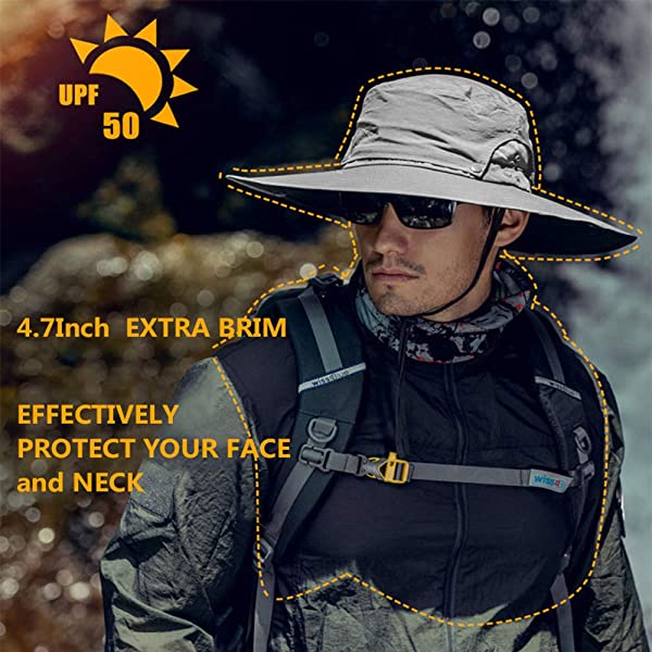 Wide Brim Sun Hat for Men Women, Sun Hat with UV Protection UPF 50+ for Fishing Hiking Safari Camping Garden Outdoor Travel Green