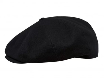 PEAKED CAPS Genuine Scottish Harris Tweed 8 Panels Man Cap Black