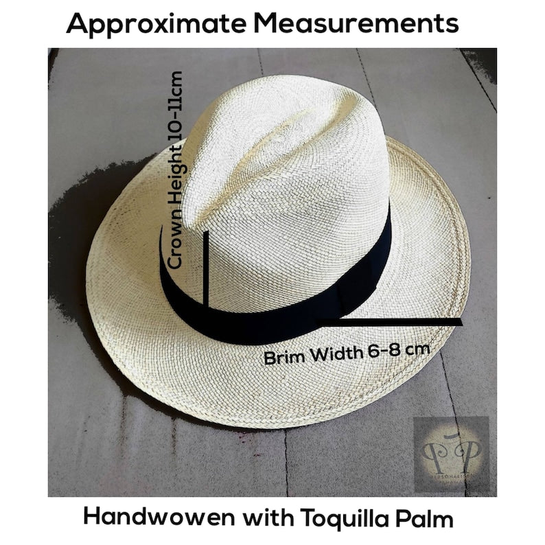 Genuine Ecuadorian Natural Panama Hat with Handmade Removable ~ Chocolate Brown ~ Elastic Band , Handwoven From Toquilla Palm