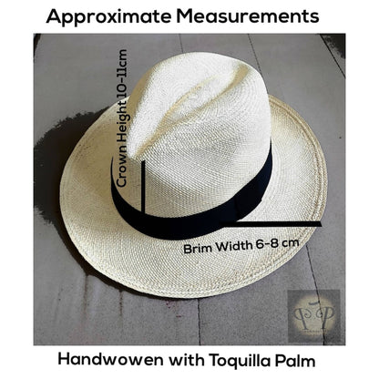 Genuine Ecuadorian Natural Panama Hat with Handmade Removable ~ Chocolate Brown ~ Elastic Band , Handwoven From Toquilla Palm