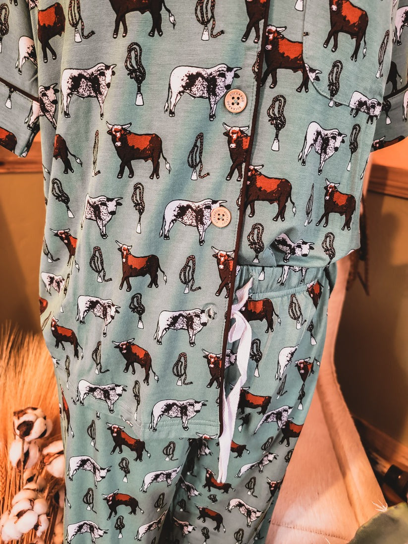 Western Yak Print Trousers Pajama Set