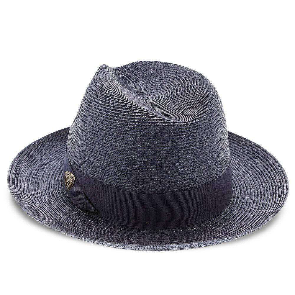 Navy Blue Straw Fedora Hat