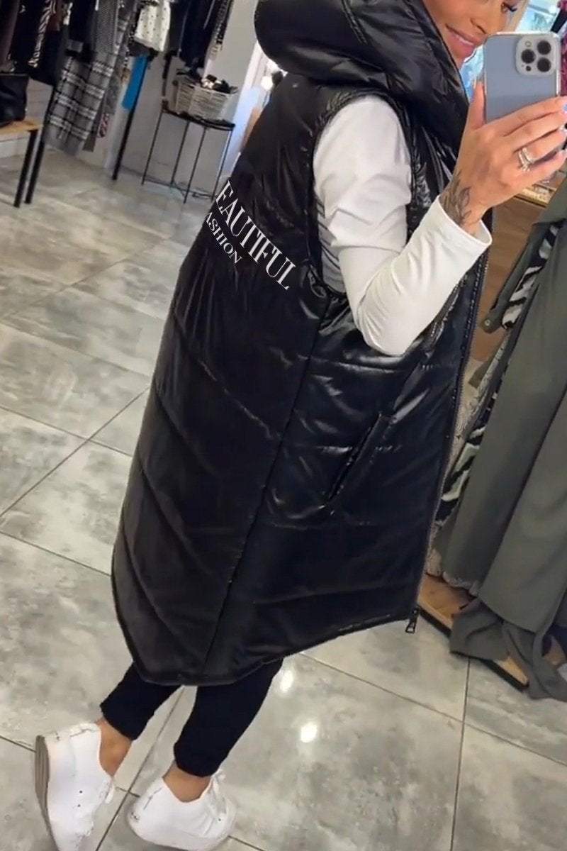 Women's Casual Hooded Sleeveless Cotton Coat