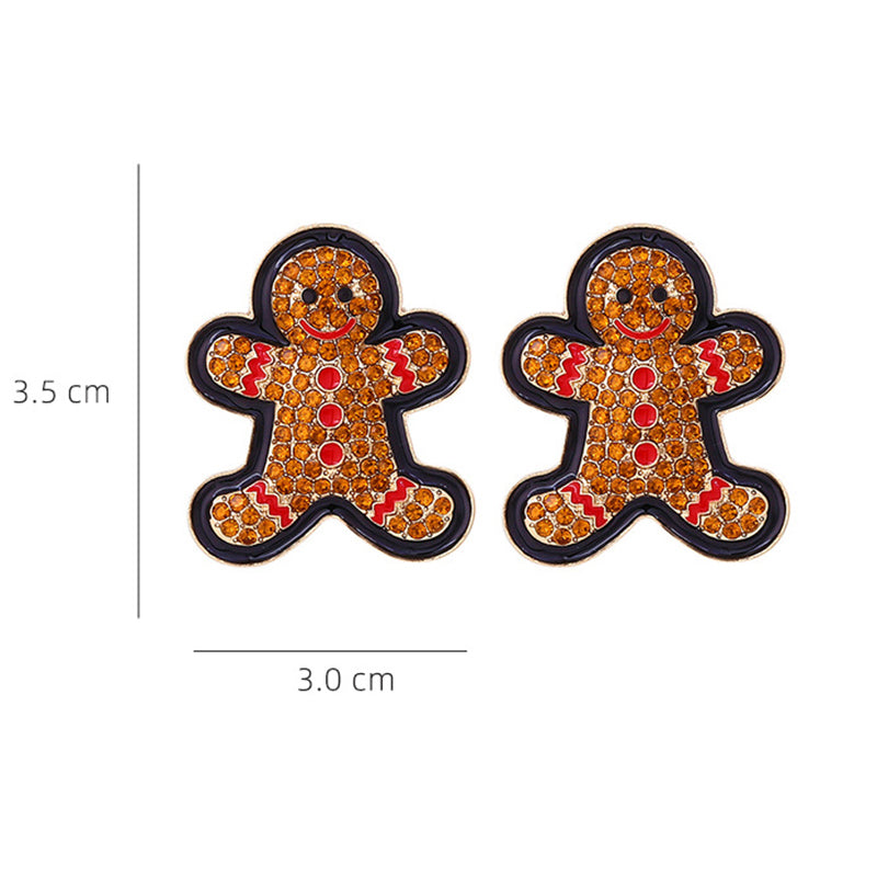 Cute Colored Alloy Christmas Gingerbread Man Earrings