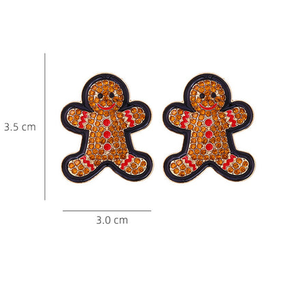 Cute Colored Alloy Christmas Gingerbread Man Earrings