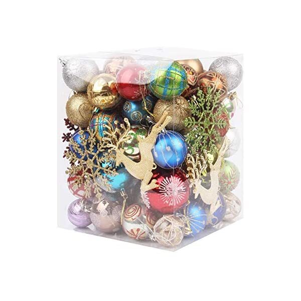 Christmas-Christmas tree ball ornaments set 60 70pcs shatterproof Christmas tree hanging decorations with 1 2 3 1 balls ornaments for Christmas trees wedding party home decor