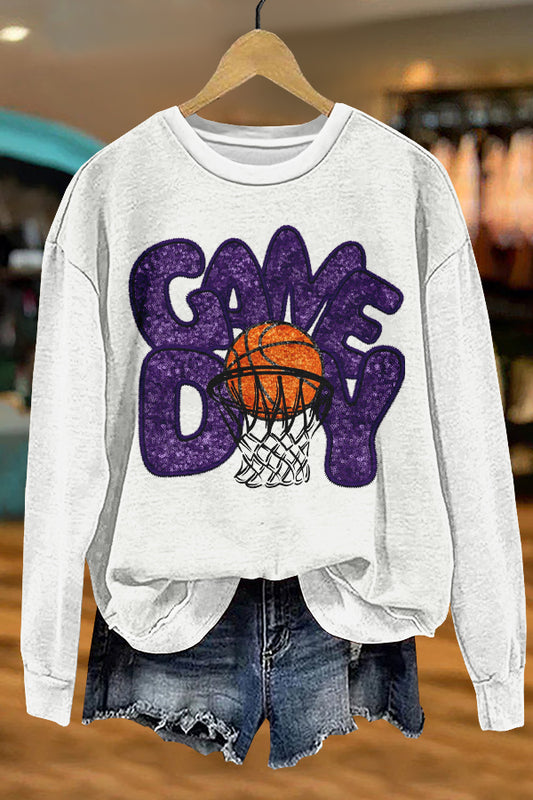 Shiny Basketball Gameday Print Sweatshirt