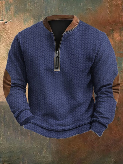 Men's Vintage Knit Jacquard Zipper Sweatshirt