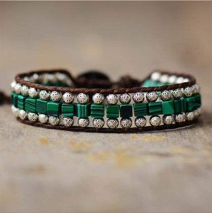 Unisex Malachite Natural Stone Bohemian Bracelet