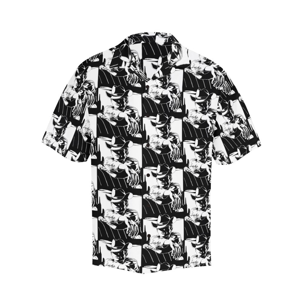 Black White Cowboy Men's Camp Shirt