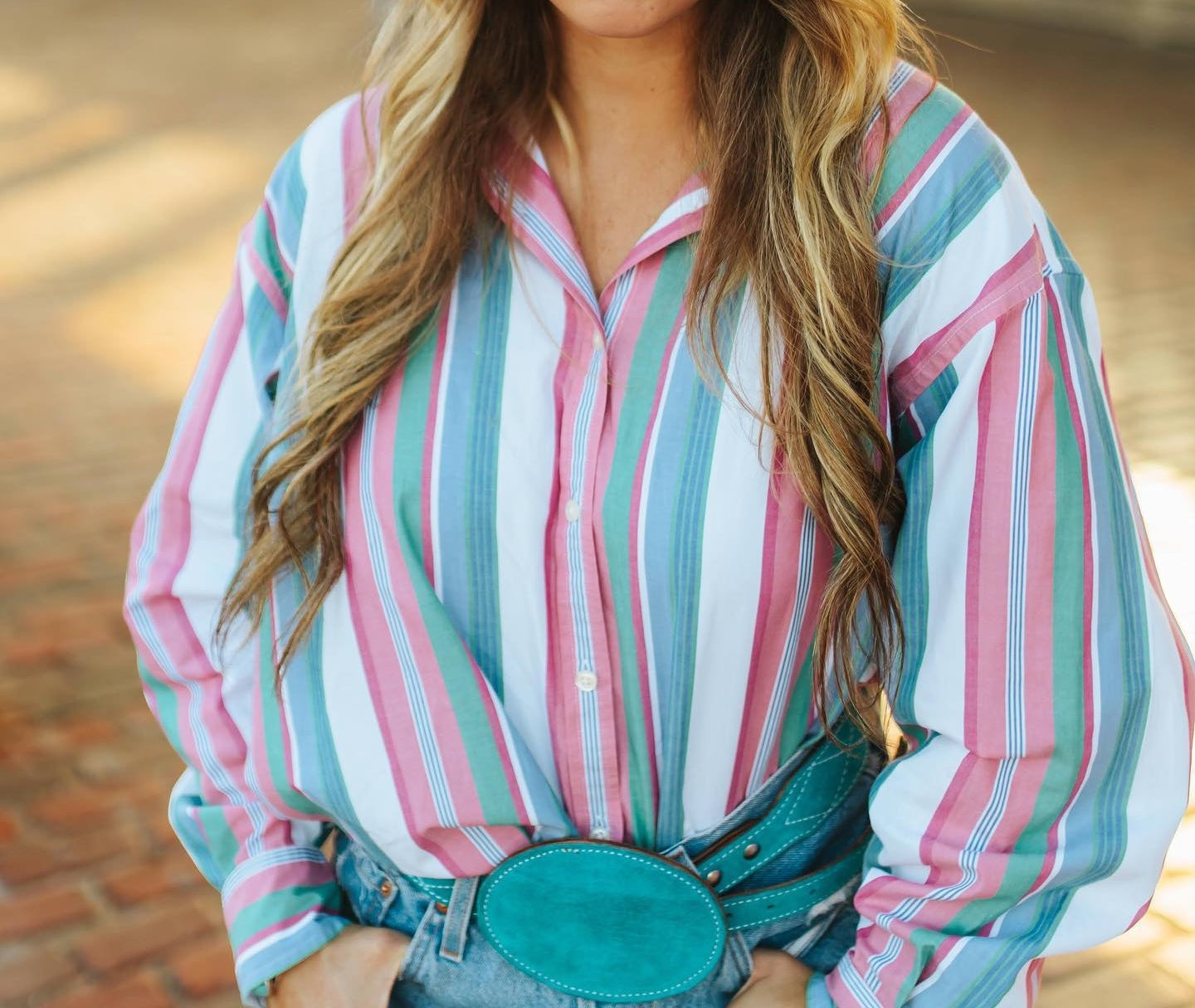 Cowgirls Vintage Stripe Button-Up Shirt