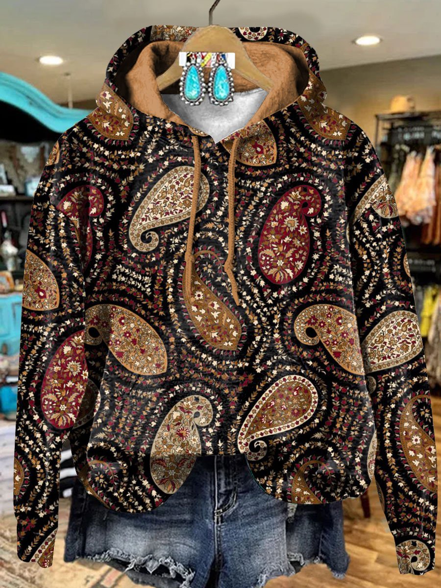 Vintage Paisley Cashew Floral Art Print Casual Hoodie Sweatshirt