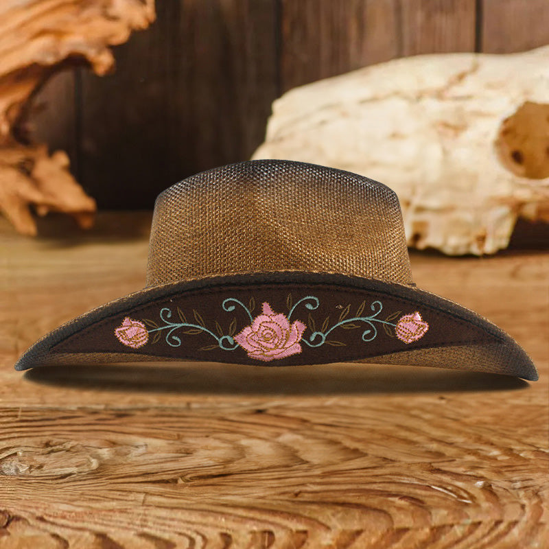 Unique Floral Embroidered Western Hat