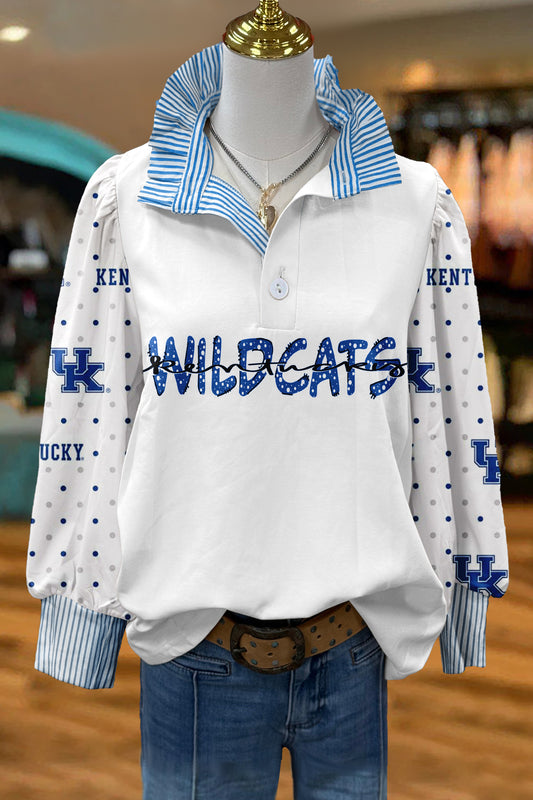 Kentucky Wildcats Game Day Print Striped Blouse