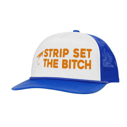 STRIP SET THE BITCH Letter Printed Trucker Hat