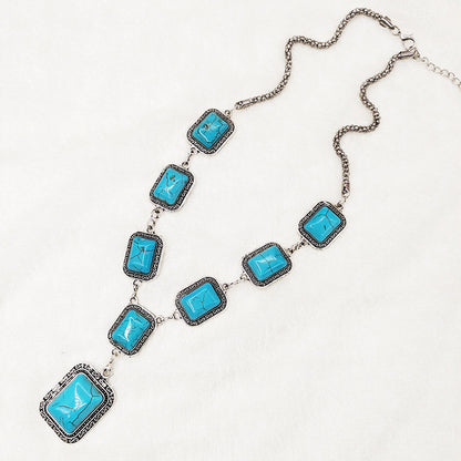 Bohemian Vintage Turquoise Alloy Necklace