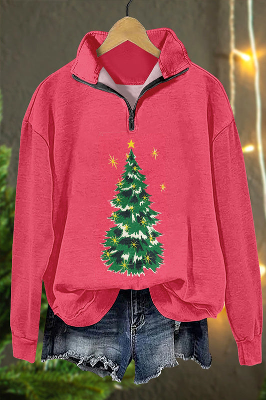 Sweet Christmas Tree Print Sweatshirt