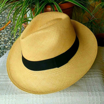 Genuine Ecuadorian Natural Panama Hat  Handwoven in Ecuador Toquilla Palm Hat Fedora Hat Cuenca Style Ecuador Authentic