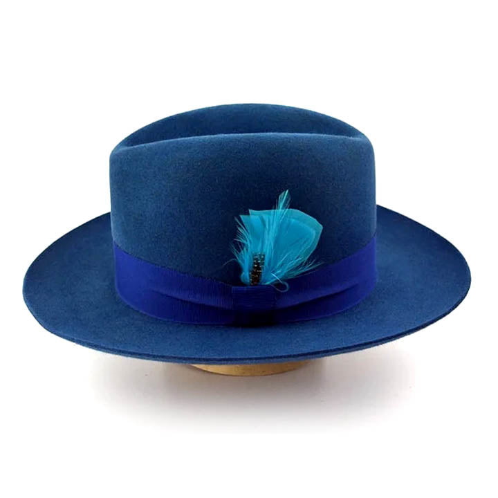 Fedora | | Indigo Blue Wide Brim Hat Men