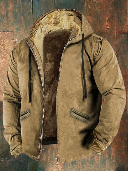 Men'S Retro Western Cotton Zipper Outerwear