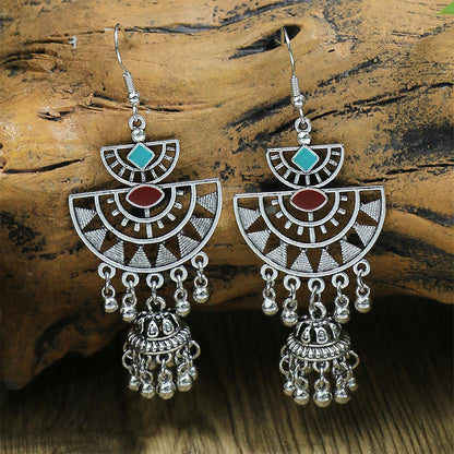 Women's Bohemian Hollow Tassel Rice Bead Earrings