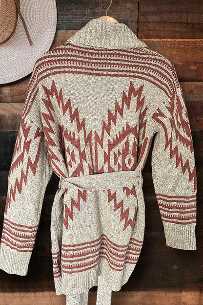 Vintage Western Aztec Print Knit Cardigan