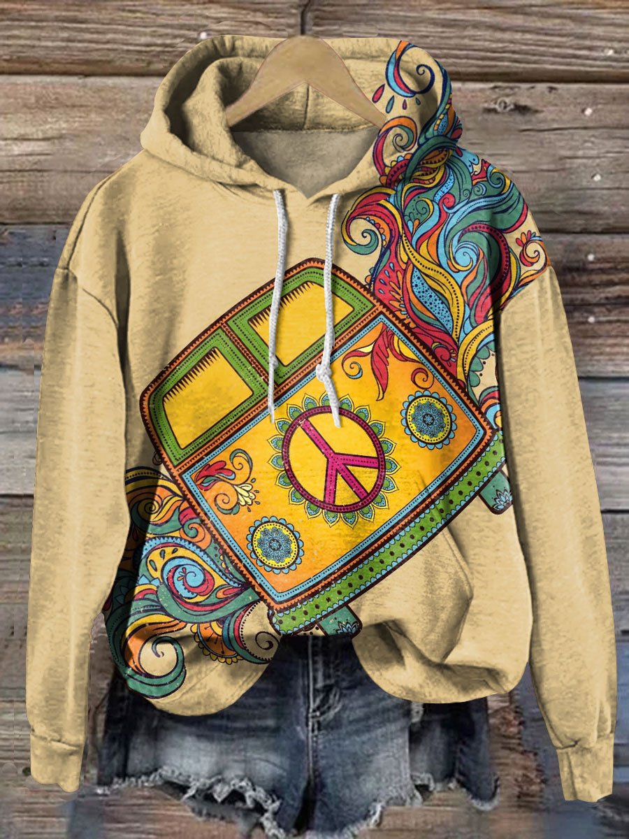 Peace Love Flying Wings Art Casual Hoodie Sweatshirt