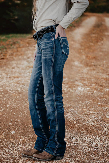 Vintage Washed Straight Leg Jeans