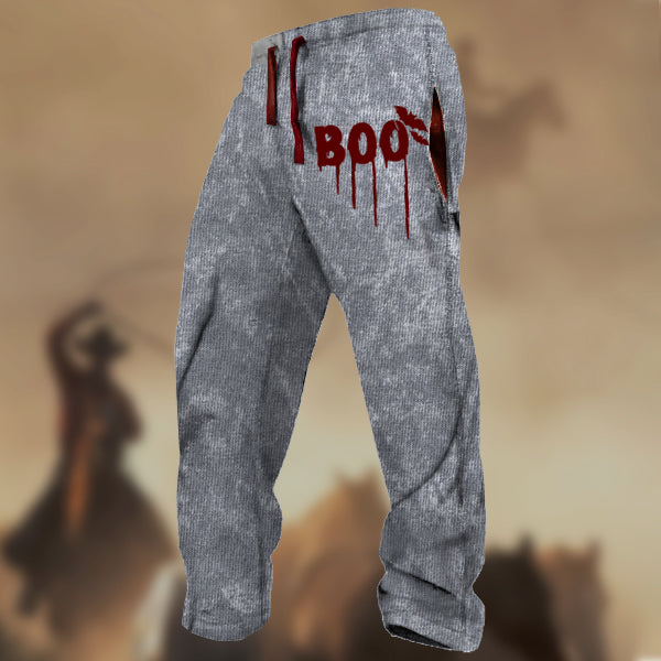 Men's Retro Halloween Boo! Print Casual Sweatpants