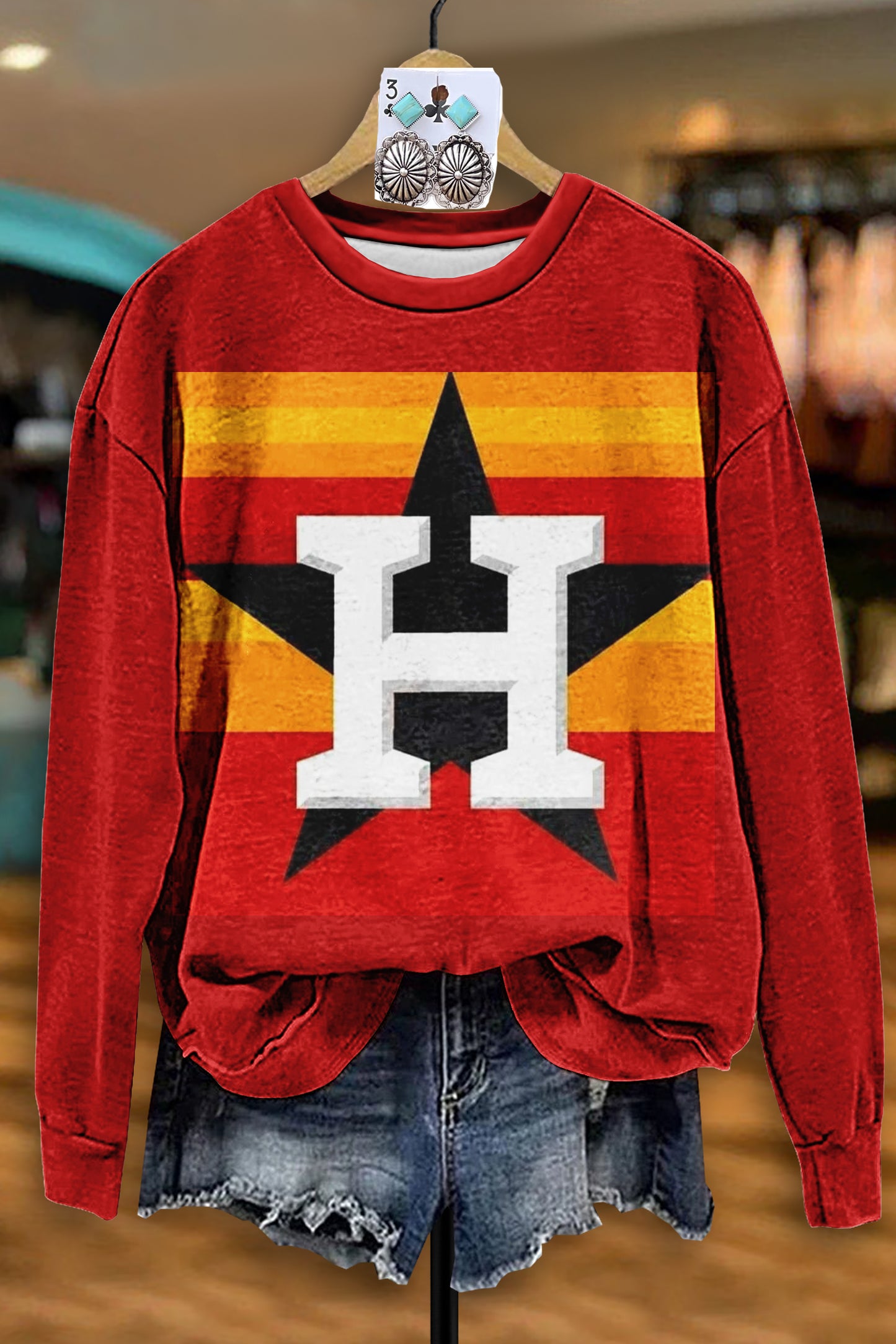 Vintage Houston Astros Print Sweatshirt