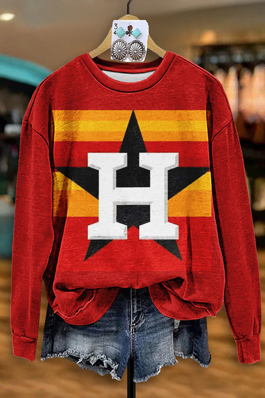 Vintage Houston Astros Print Sweatshirt