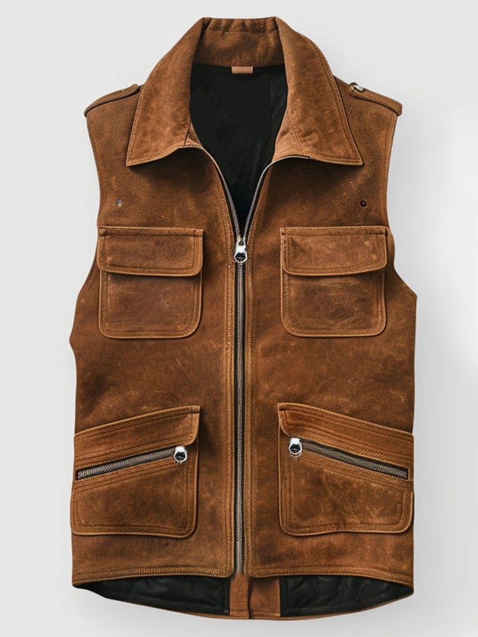 Men's Vintage Western Multi-Pocket Vest