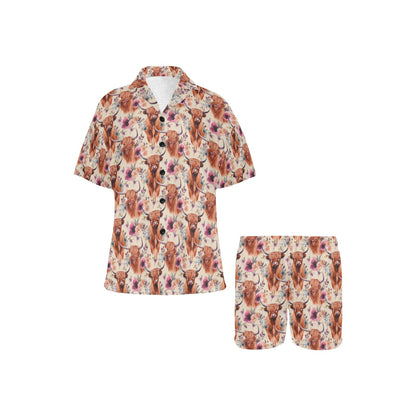 Highland Cow Floral Women's Western Pajama Set