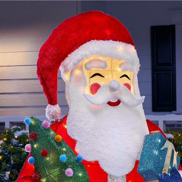 Christmas-5 ft warm white led santa and present