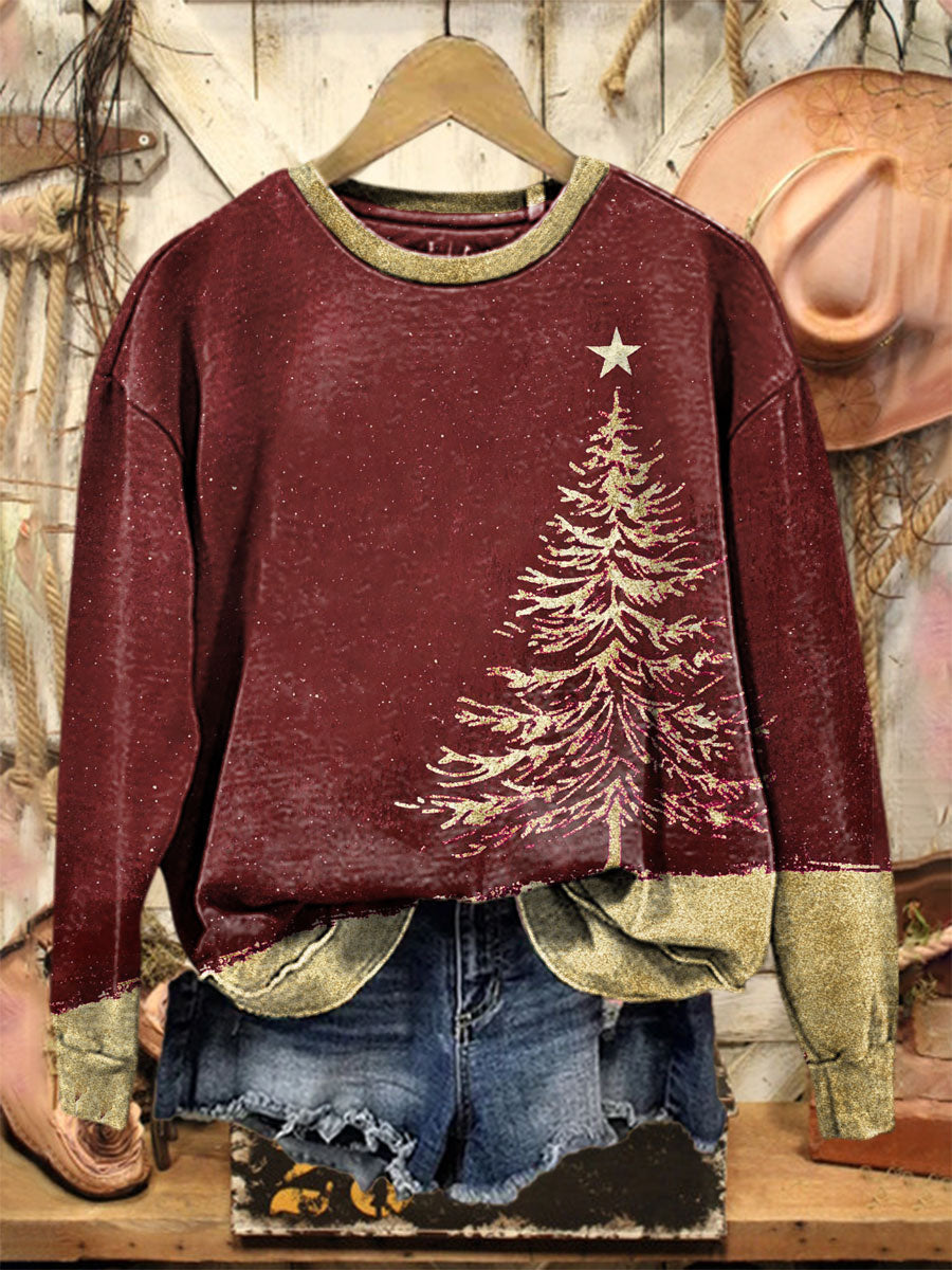 Vintage Christmas Print Casual  Sweatshirt