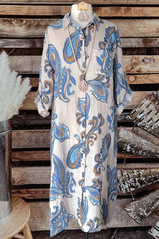 Paisley Print Buttoned Maxi Dress