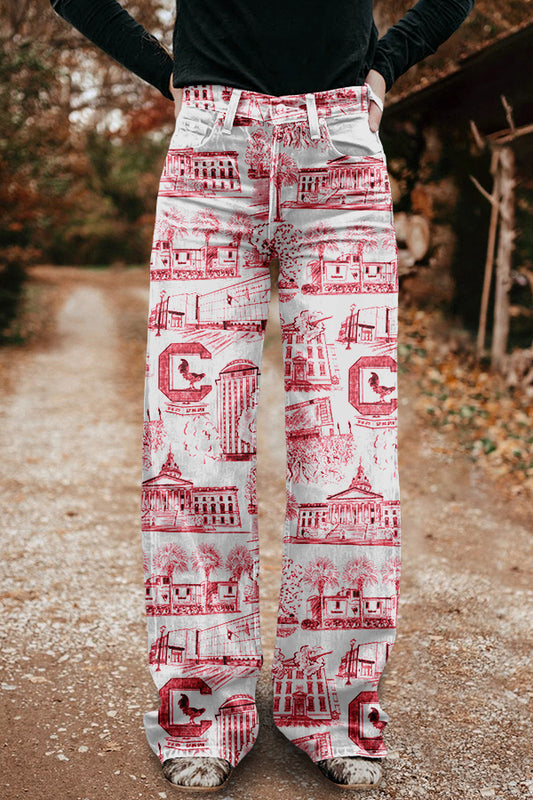 Chic Gameday Carolina Gamecocks Wide Leg Pants