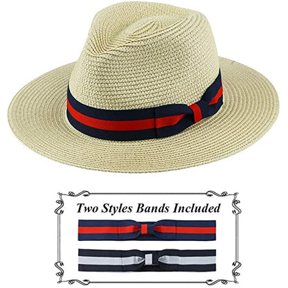 Panama Straw Hats for Men & Women (two Bands)[Fast shipping and box packing]