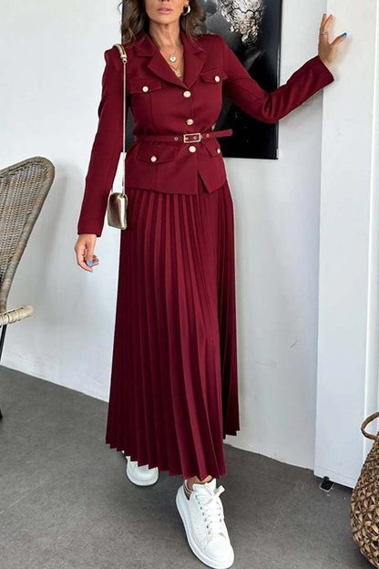 Women's Fashion Commuting Solid Color Skirt Set