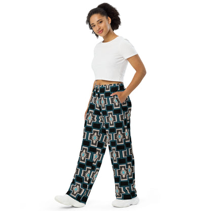 Turquoise Cross Unisex Wide Leg Pants