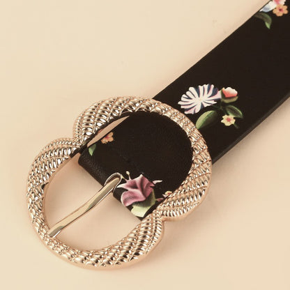 Elegant Floral Lips Pin Buckle Belt