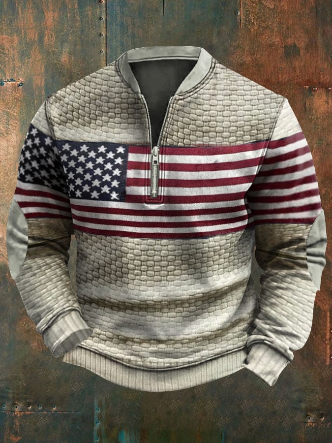 Men's Retro Solid Color Casual Pullover