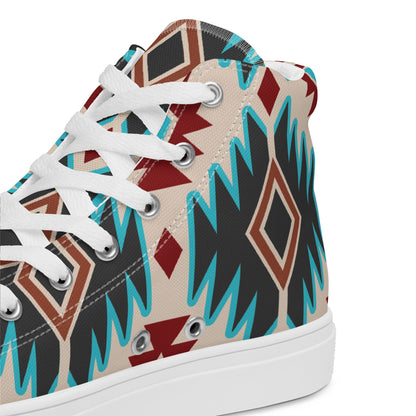 Red Aztec Bull Women__ high top canvas shoes