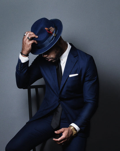 Ronnie Bikary Fedora – Navy [Fast shipping and box packing]