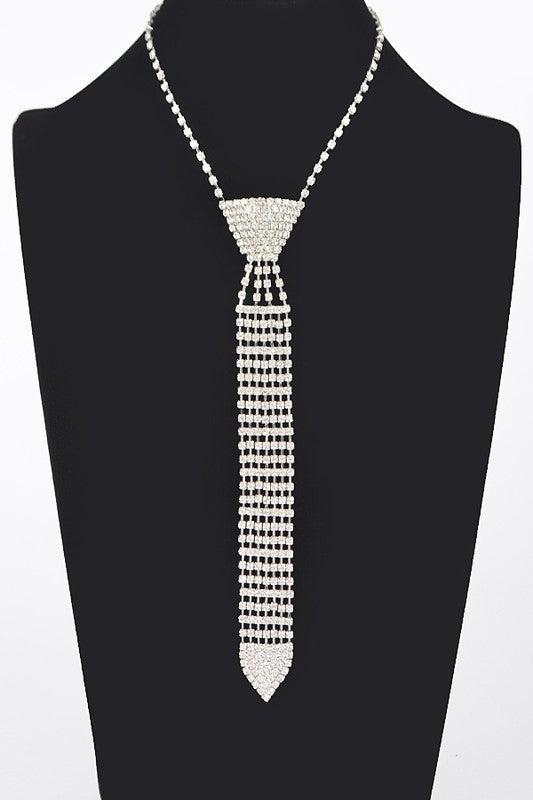 Rhinestone Neck Tie Necklace choice of colors