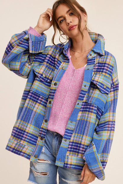 Hailee Plaid Shacket Jacket choice of colors